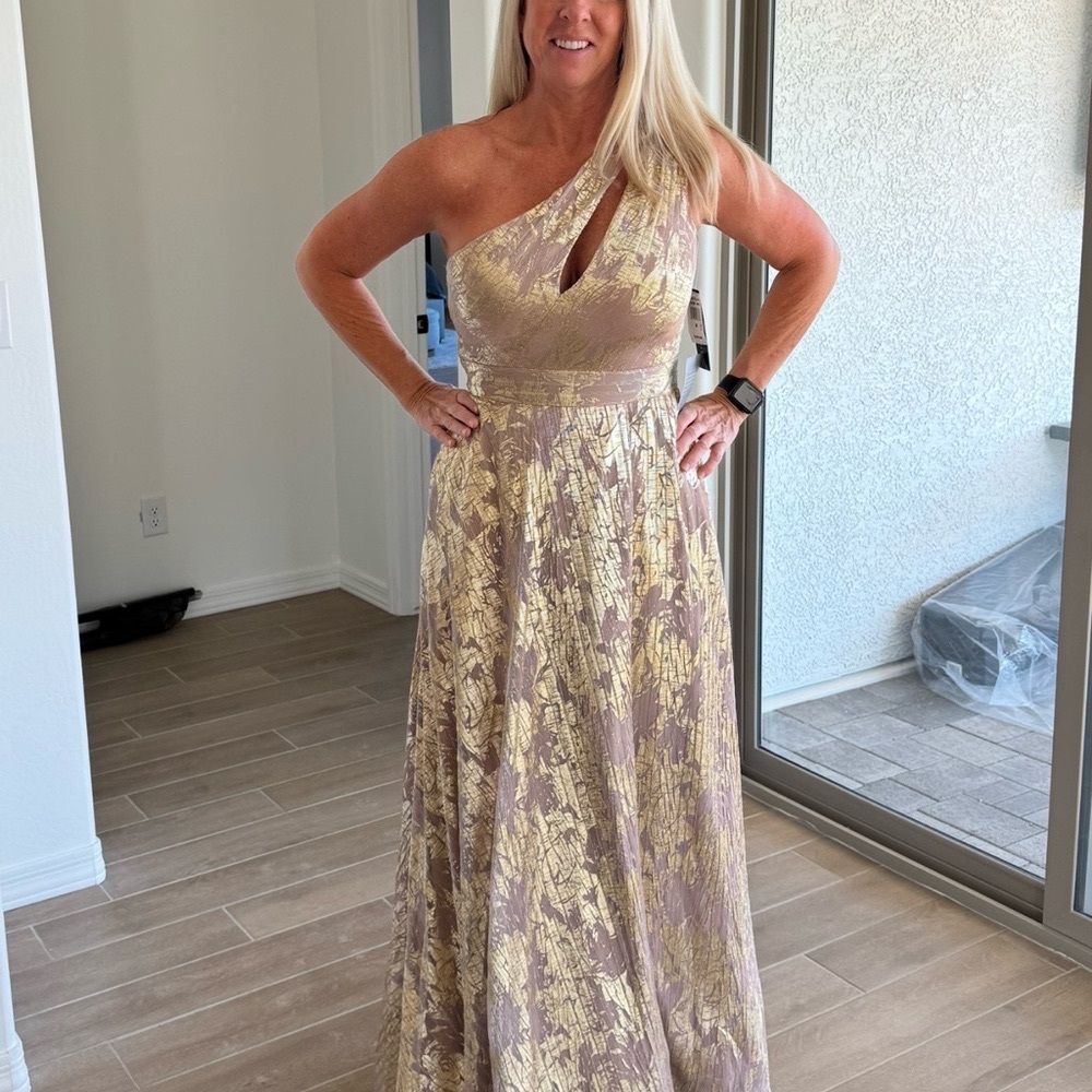 Nordstrom Gold Embellished One Shoulder Maxi Dress